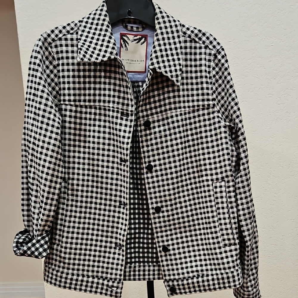 Scotch & Soda Black and White Checkered Gingham Jacket - Sz S